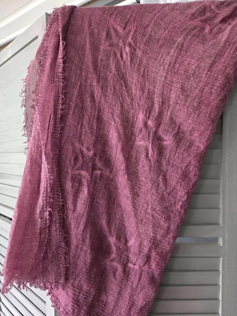 Star stitched muslin like large scarf/shawl Steve Madden dark mauve